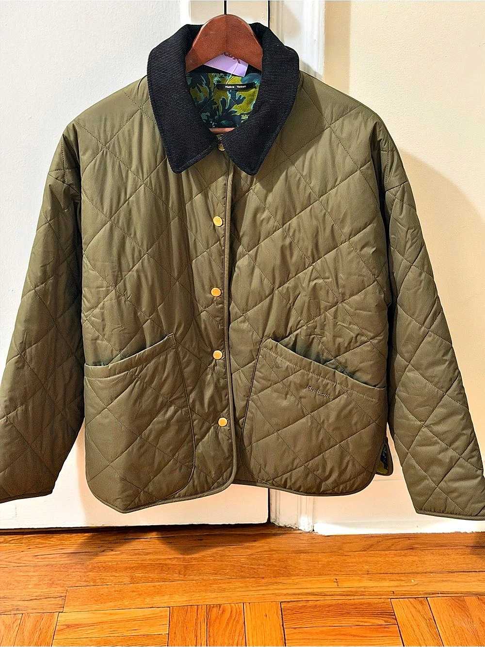 Barbour Daintry Quilt Reversible Floral Quilted Jacket Green Size 8 NWT